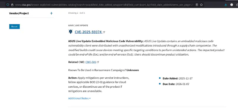 CISA add ASUS Live Update to KEV