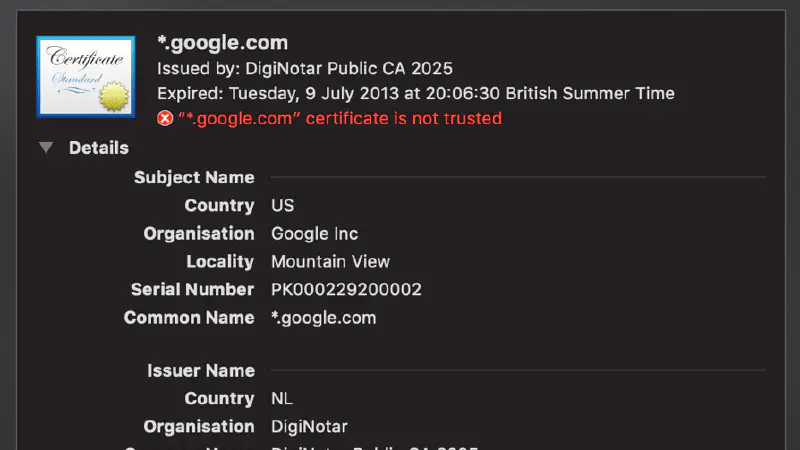 Diginotar Cert Revoked