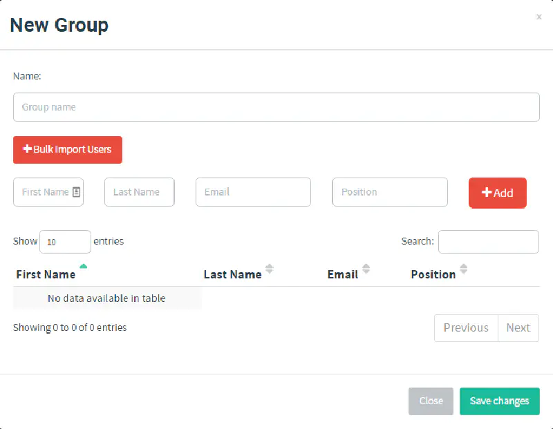 User and Groups GoPhish