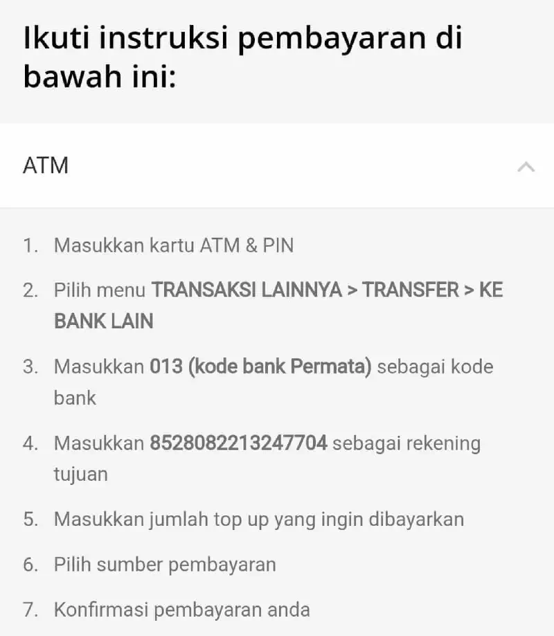 Instruksi yang diberikan oleh pelaku untuk melakukan pembayaran