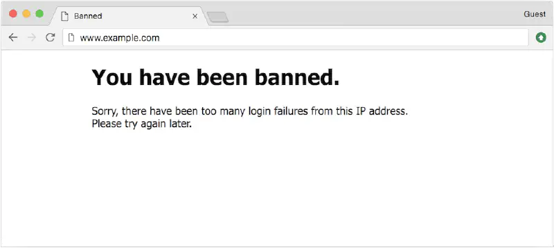 Halaman yang dilihat pengguna ketika alamat IP mereka masuk denylist