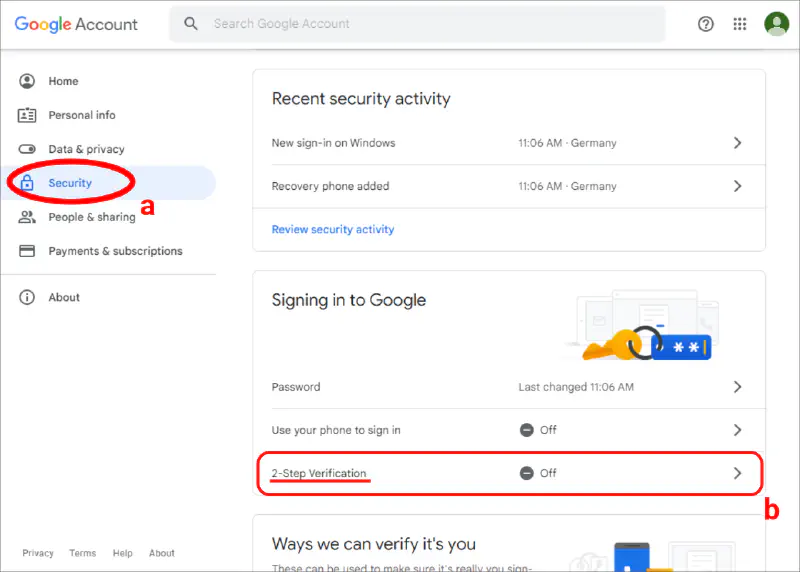 Aktifkan 2FA di akun Google