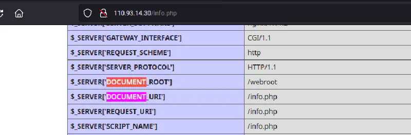 document root from phpinfo