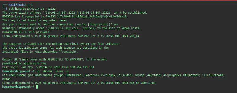 ssh to human from reused cred