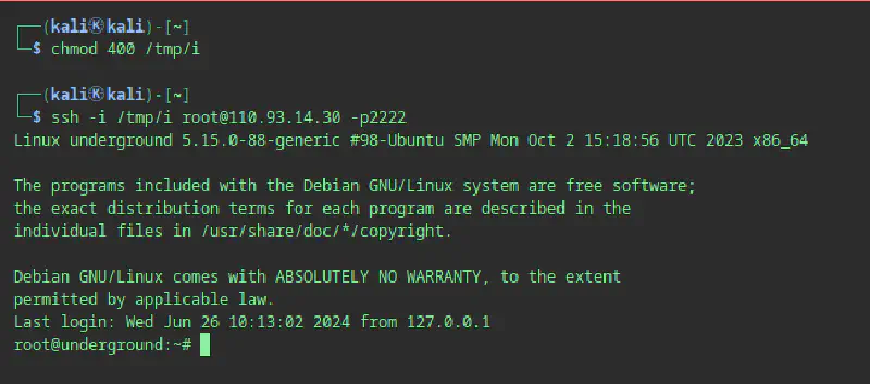 ssh to root from kali